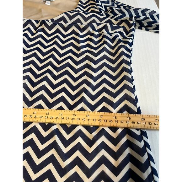 Speechless Shift Dress Large Blue Chevron Tunic Long Sleeve Overlay V Neck - Picture 9 of 14